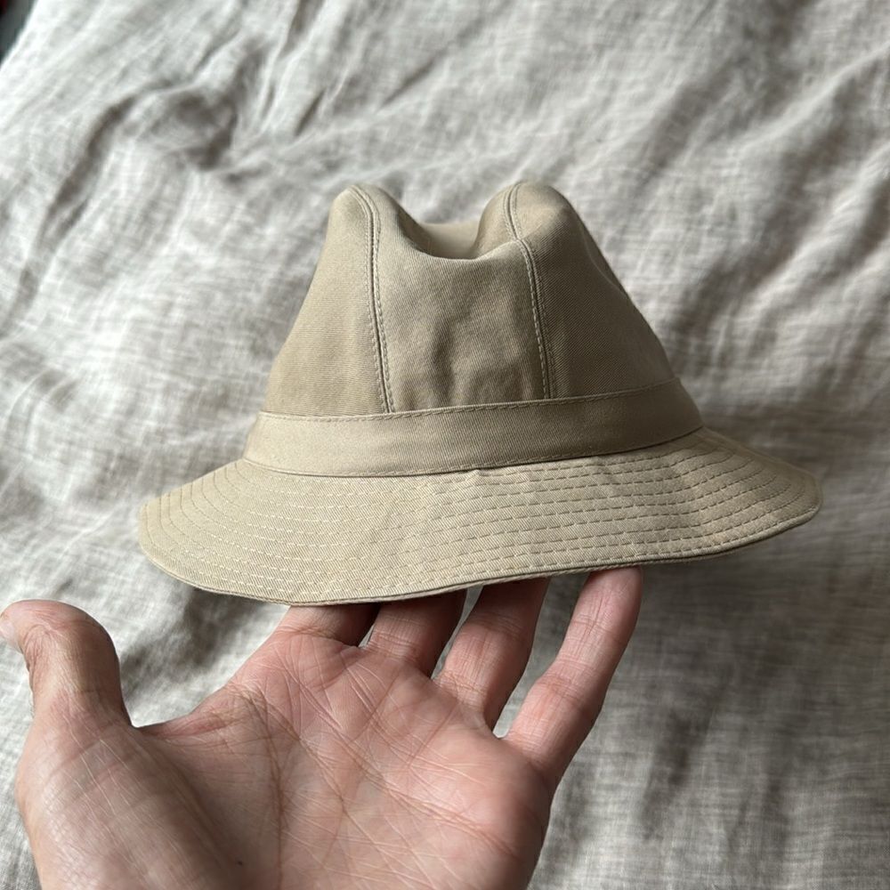 Vintage Original Burberry Bucket Rain Hat Classic Khaki Plaid Lining Size 7 - Picture 6 of 6